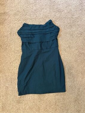 BlueBlush Off-Shoulder Teal Sheath Dress with Layered Bodice